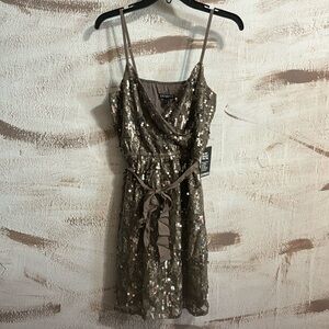 Express Sequin Surplice Bow Dress